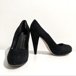 Bally Black Suede Platform Pumps Sz 6.5